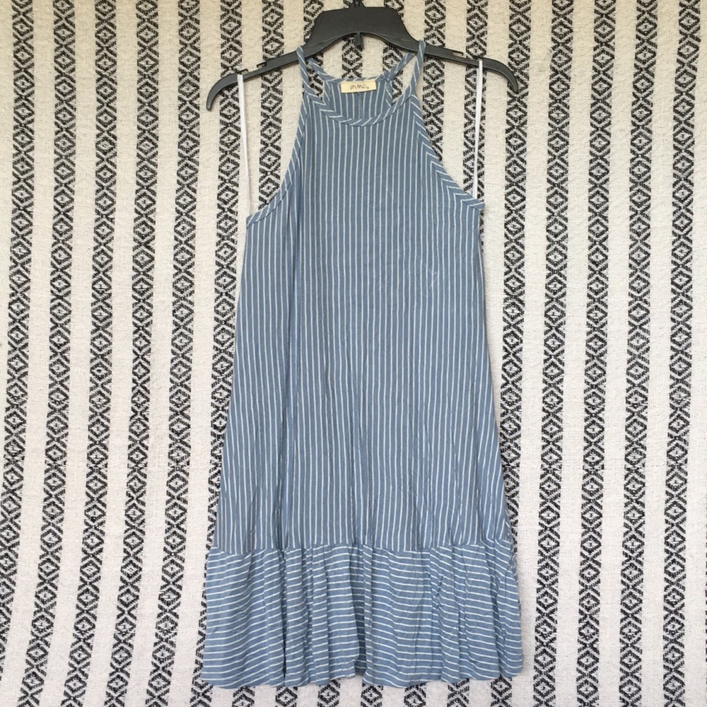 •Blue and white stripped dress•